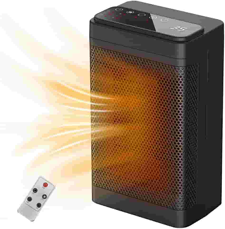 Aquecedor Elétrico Residencial 1500W Alta Potência PTC Aquecimento Rápido Silencioso 3 Telas Controle Remoto Timer 12H Desligamento Inteligente Pequen