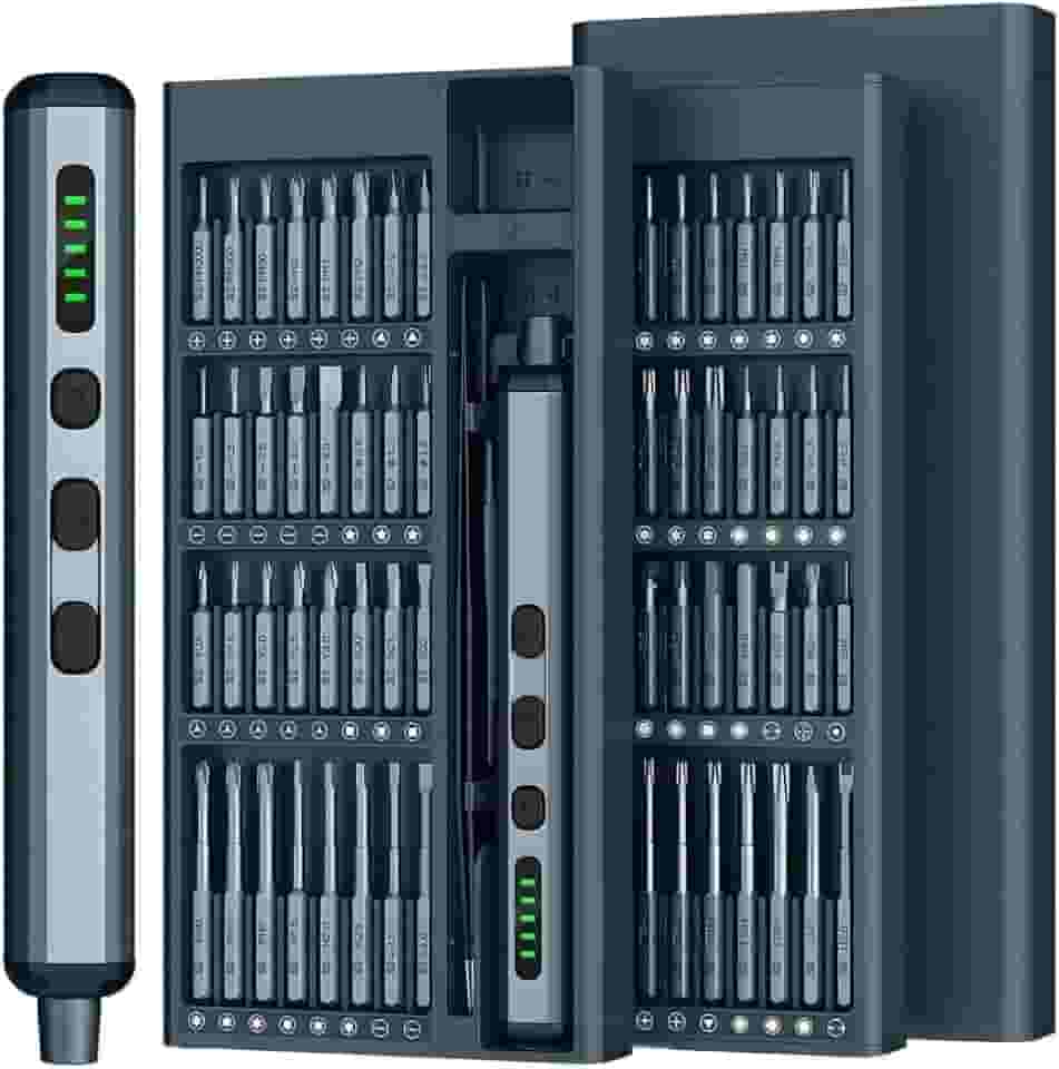 Mini Parafusadeira Elétrica Recarregável, Caneta Compacta de Precisão, Kit de Ferramentas Chave de Elétrica de Precisão 68 em 1, 64 Bits e 4 Acessórios, Multitarefas, para Manutenções Diversas tipos