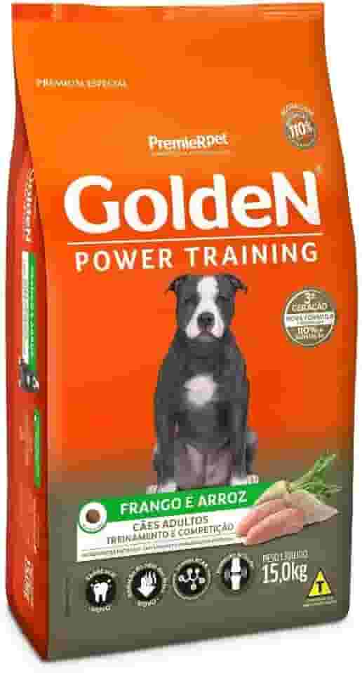 Ração Golden Power Training para Cães Adultos Sabor Frango e Arroz, 15kg Premier Pet Para Todas Grande Adulto,