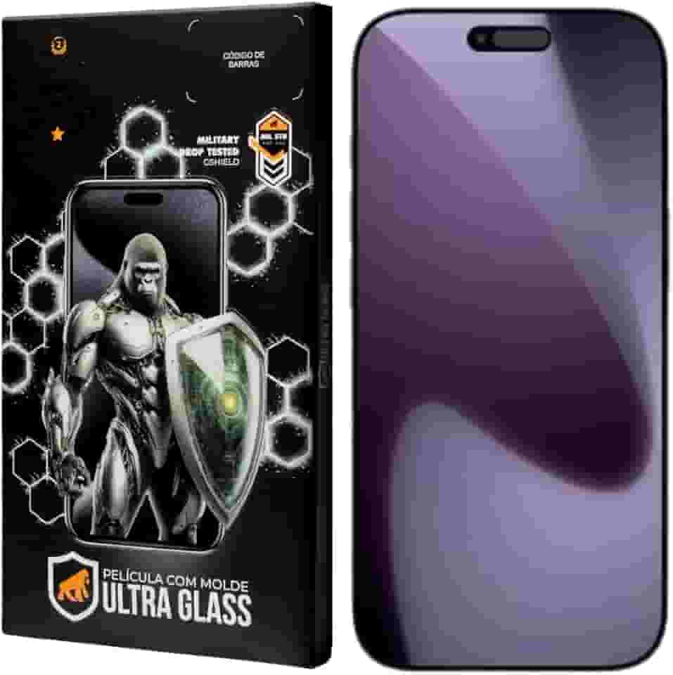 Gshield Película de Vidro Temperado Ionizado Anti-Reflexo Anti Impacto 100% de sensibilidade Tela Toda, Ultra Glass para (iPhone 17 Pro Max)