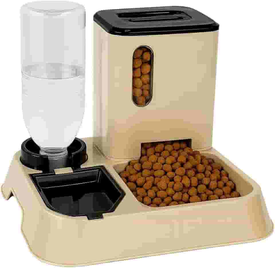 Comedouro E Bebedouro Automático Alimentador Inteligente 2 em 1 água e Ração (Bege)