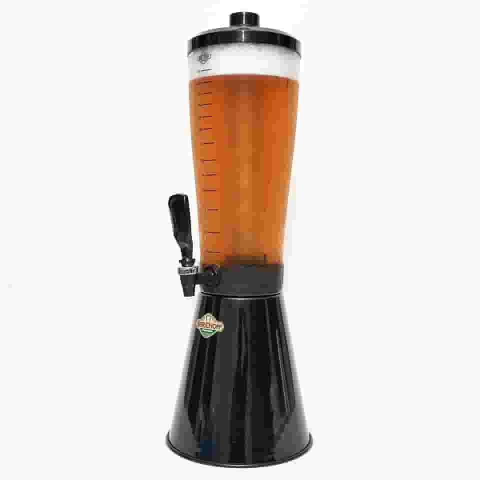 Torre De Chopp Cervejeira 3,5 L Copo Acrílico 2 Refil Preto