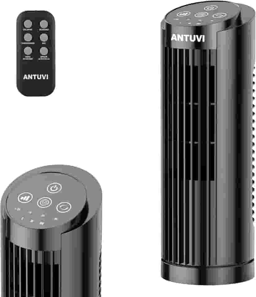 Ventilador da Torre Mini 32cm/13'', Ventilador de Secretária, Controle Remoto, Velocidade Ajustável, Temporizador, Economia de Energia, Preto 220V