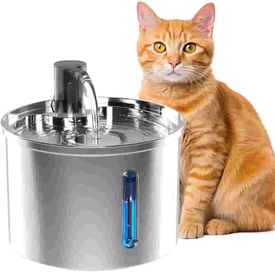 Bebedouro Gato Tipo Fonte, 3L Bebedouro Fonte De Água Para Cães Gatos Elétrico Pet, Fonte Bebedouro Para Gatos Aço Inox com janela de nível de água