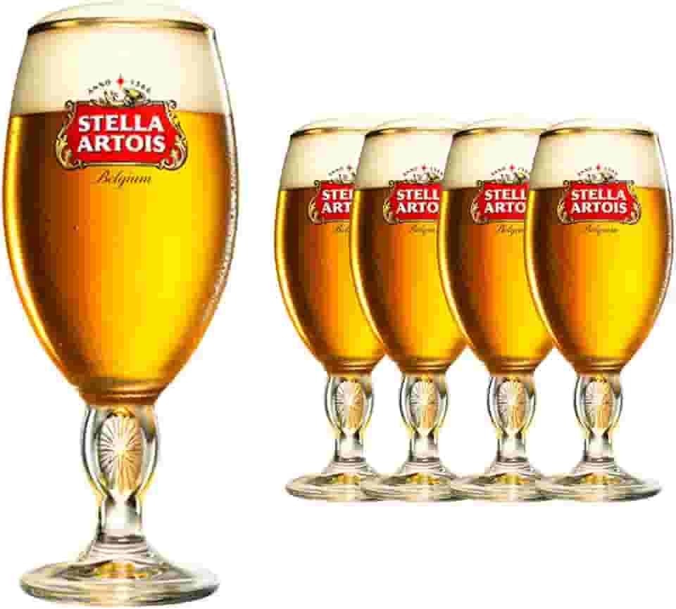 Jogo 4 Taças De Cerveja Stella Artois 250ml Ambev Copo Borda Dourada Cálice