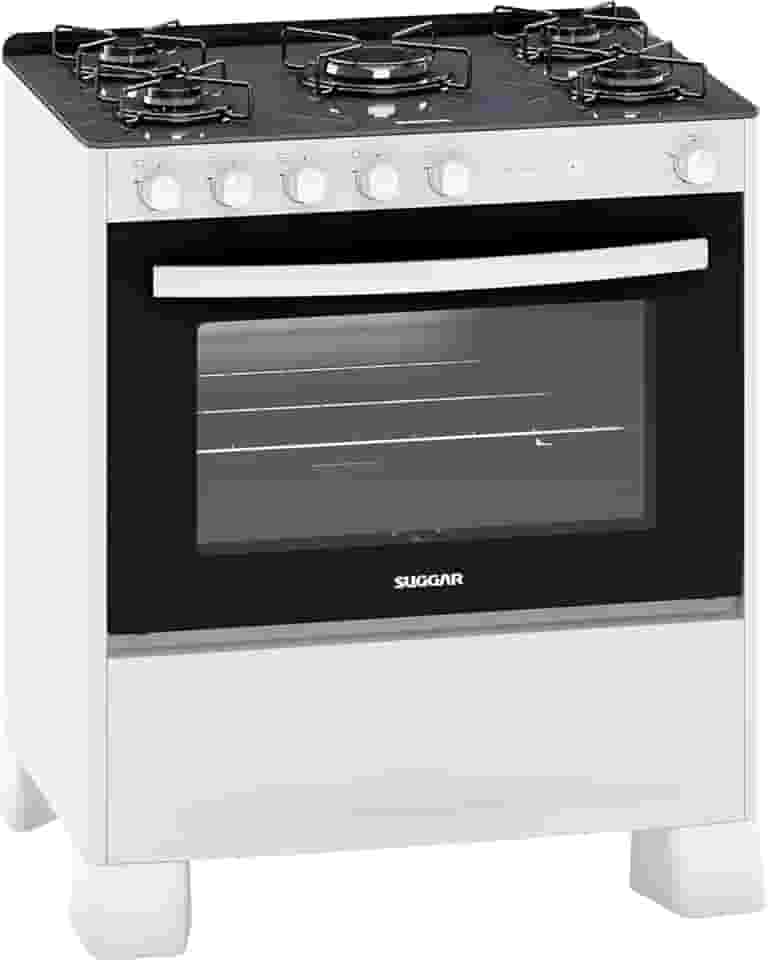 SUGGAR FOGÃO NEO COOK BRANCO MESA DE VIDRO 5 BOCAS ACENDIMENTO AUTOMÁTICO FGV510BR