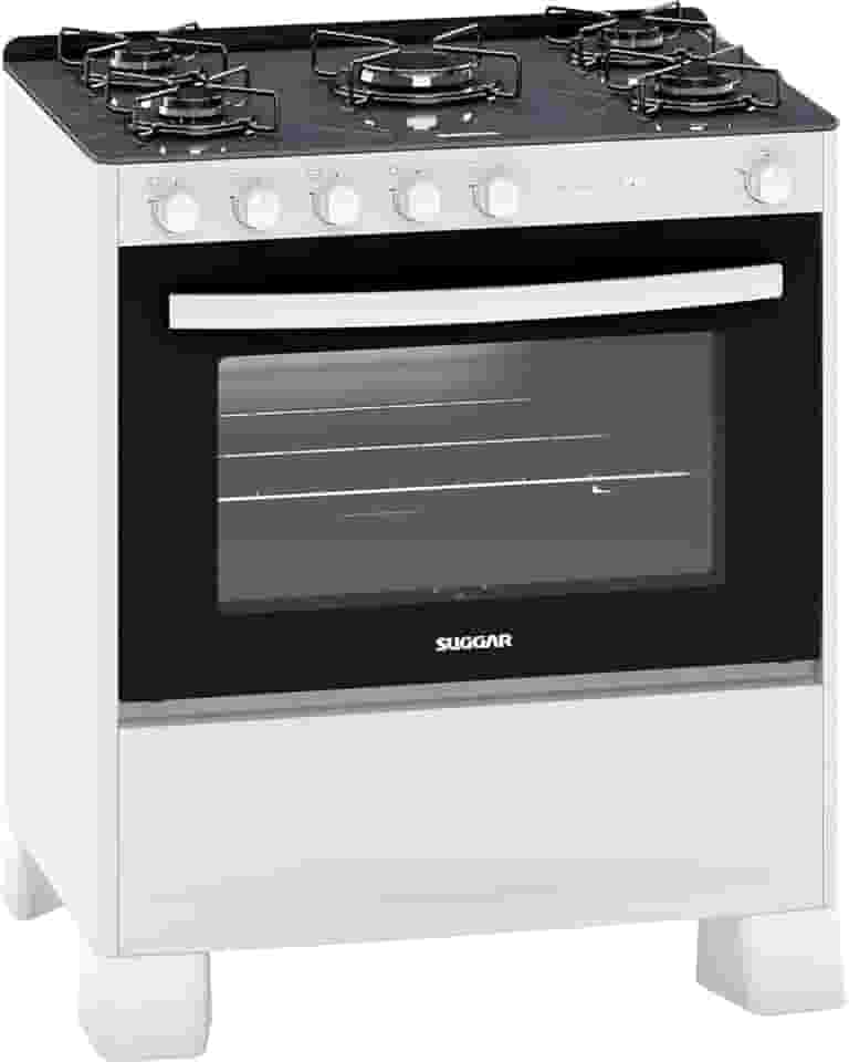 SUGGAR FOGÃO NEO COOK BRANCO MESA DE VIDRO 5 BOCAS ACENDIMENTO AUTOMÁTICO FGV510BR