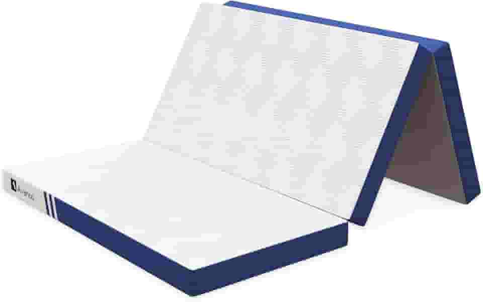 Avenco Colchão de três dobras, colchão dobrável de 10 cm, tamanho Queen, de espuma viscoelástica dobrável com capa removível e removível para cama de chão, acampamento, convidados