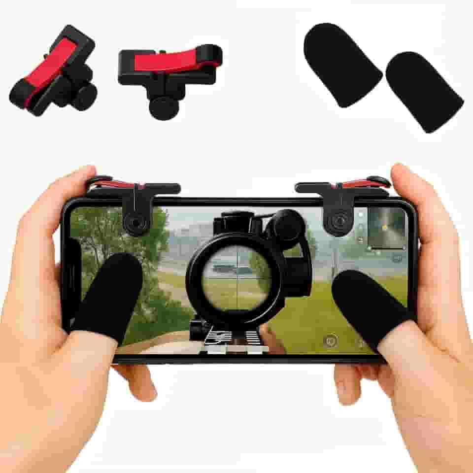 Kit Gatilho Celular Free Fire + Luva Dedo Gamer Anti Suor