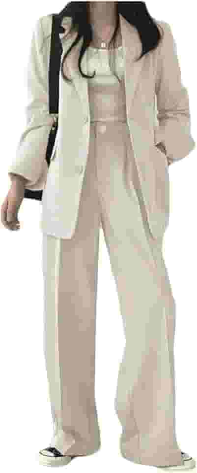 Terno Calças Terno Jaqueta Feminina Slim Casual, Branco (off white), XXG