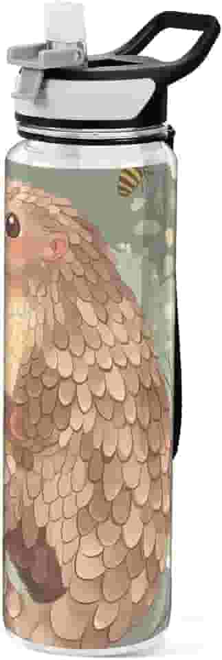 KLL Garrafa esportiva Pangolin verde sálvia Tritan garrafa de água de plástico com canudo para hóquei 947 ml