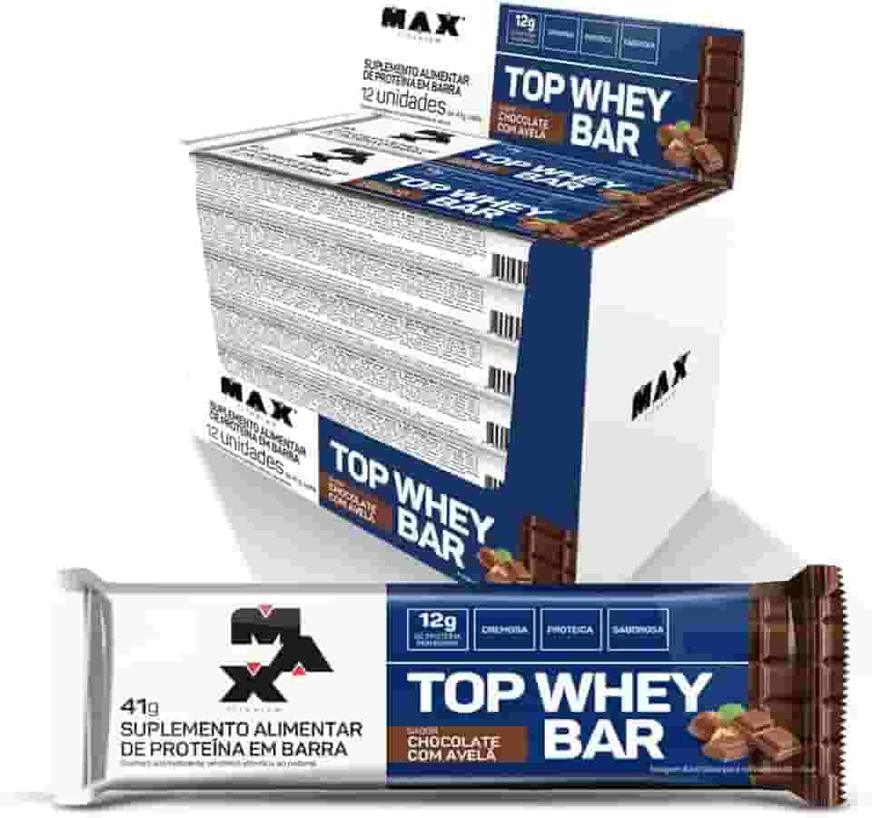 Max Titanium Top Whey Bar 12 Unidades De 41G (Chocolate Com Avelã)