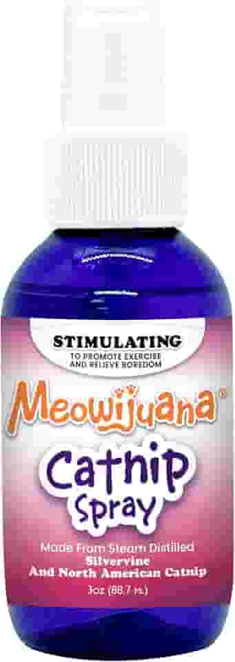Meowijuana Catnip & Silvervine Spray - 85 g, fórmula totalmente natural para donos de animais de estimação e famílias com vários gatos, melhora a hora de brincar e relaxar, perfeito para novos