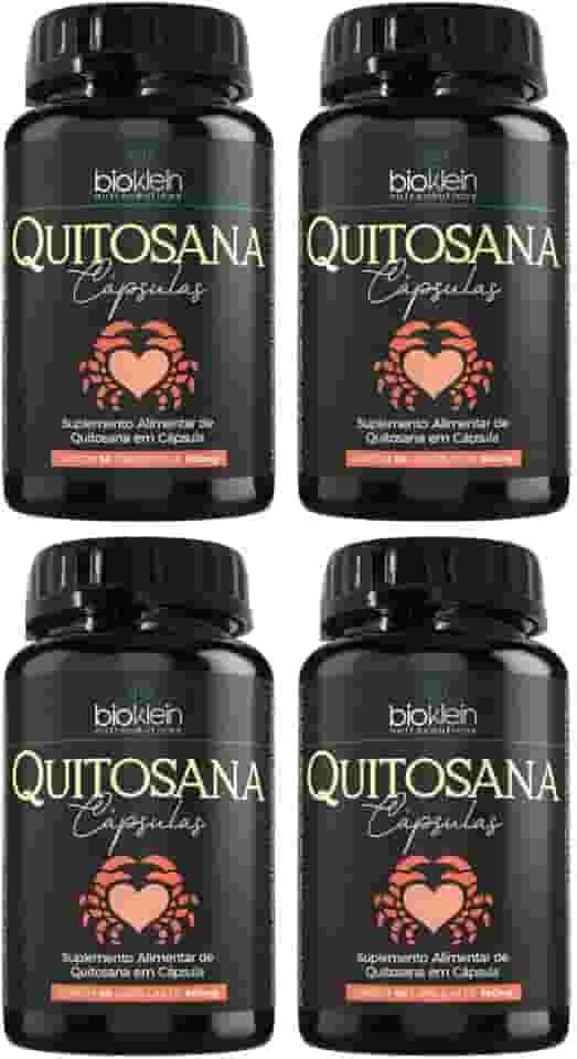 Kit 4 Quitosana Suplemento Fibras Crustáceos 60 Cápsulas Bioklein
