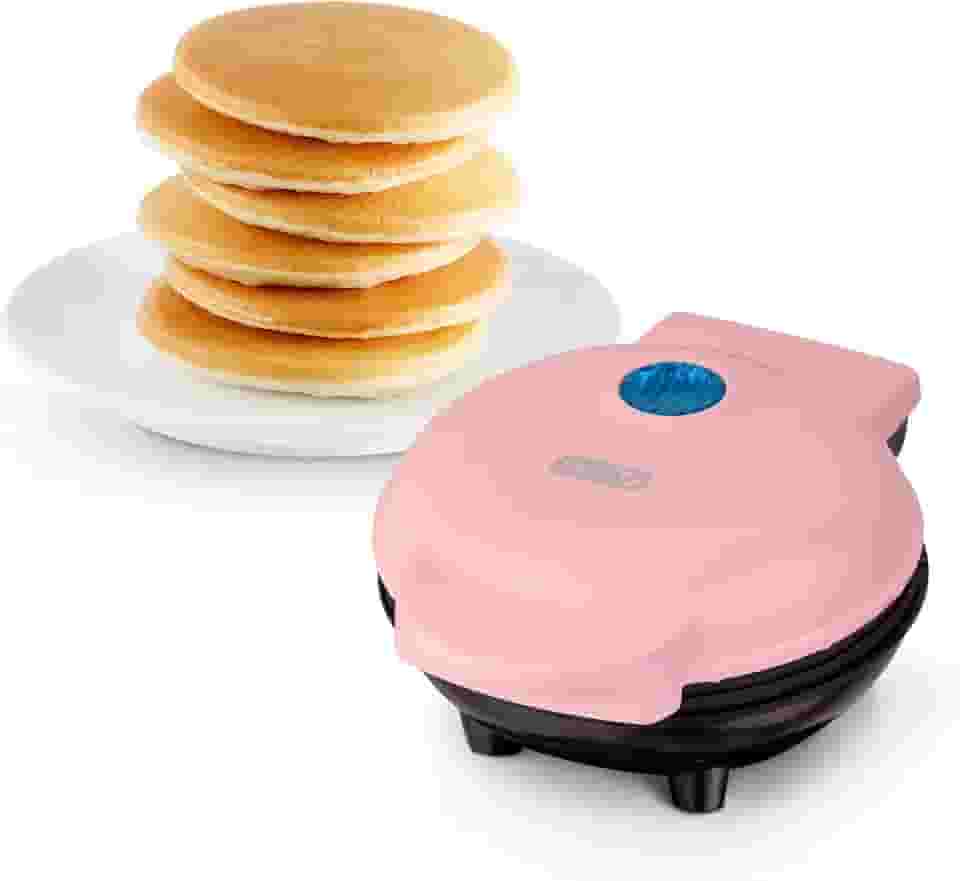 Dash Mini Maker Electric Round Griddle para panquecas, biscoitos, ovos e outros em movimento Café da manhã, almoço e lanches com luz indicadora + Livro de receitas incluído - Rosa