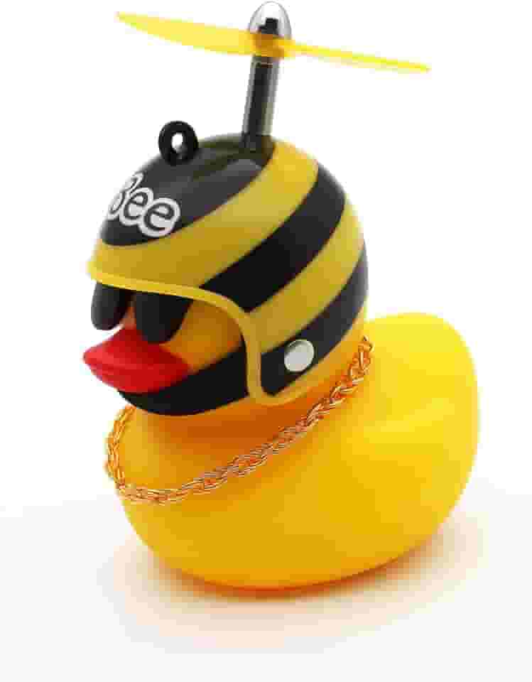 Patinho De Borracha Amarelo Para Moto Carro Bicicleta Infantil Com Capacete Enfeite Divertido Guidão Retrovisor (Carro)