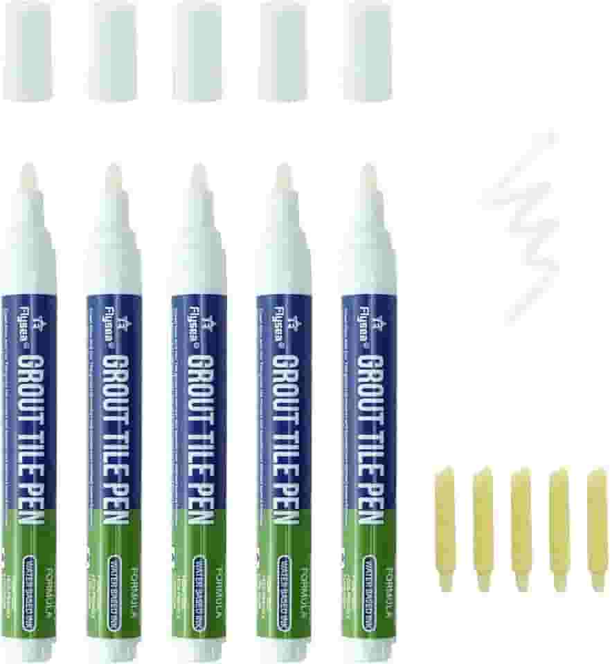 5 Peças de Caneta de Rejunte para Azulejos, Caneta de Reparo Doméstico, Marcadores de Tinta para Azulejos, Piso, Parede, Banheiro, Cozinha, Ferramentas de Reparo (Branco)