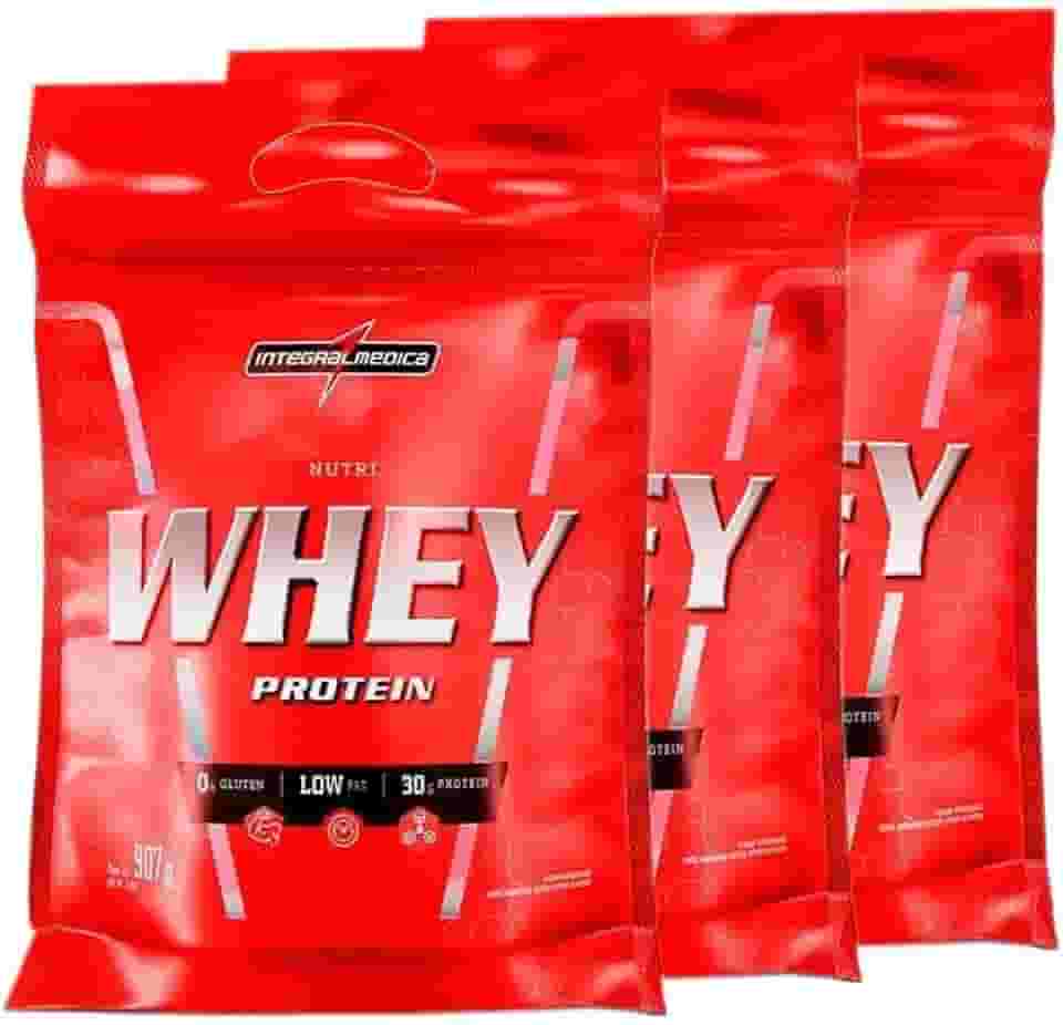 Combo 3x Nutri Whey Isolado Concentrado 907 Chocolate Refil - Integralmédica