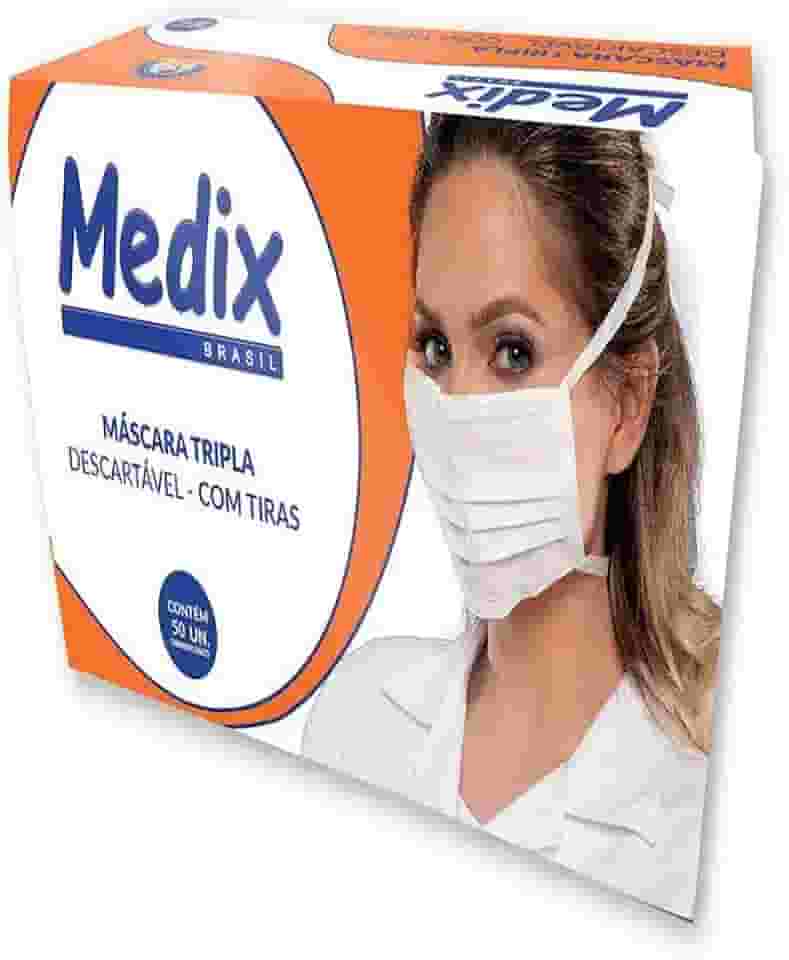 Medix Máscara Tripla Descartável Com Filtro (Bfe) Branca - Caixa Com 50 Unidades