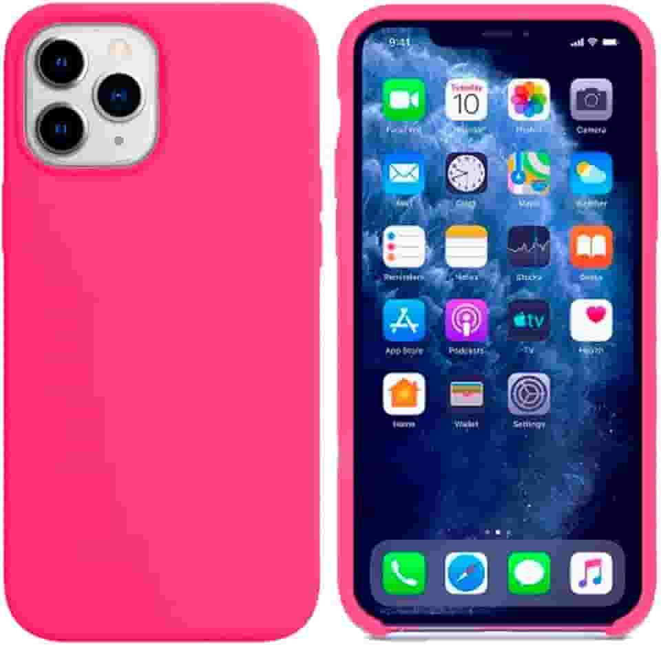 Capinha Colorida Compatível Com iPhone 11 Pro Max Vermelha ,Preta, Laranja, Amarela, Azul, Rosa, Pink, Branca, Lilás, Marrom, Verde, Roxo, Case Slim Flexível Aveludada Com 3 Camadas De Proteção PREMIUM ONYK (ROSA PINK)