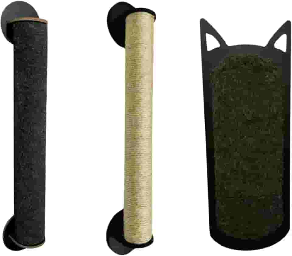 Kit Arranhador Parede para Gatos Carpete Sisal Poste Torre Brinquedo de Gato Filhotes Sem furar Parede (PRETO)