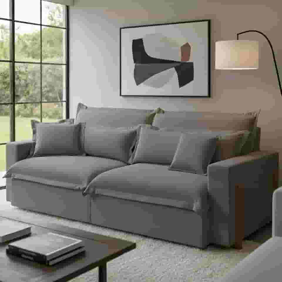 Sofá Retrátil e Reclinável Dubai, Estofado em Molas ensacadas, 2,10m. (Cinza)