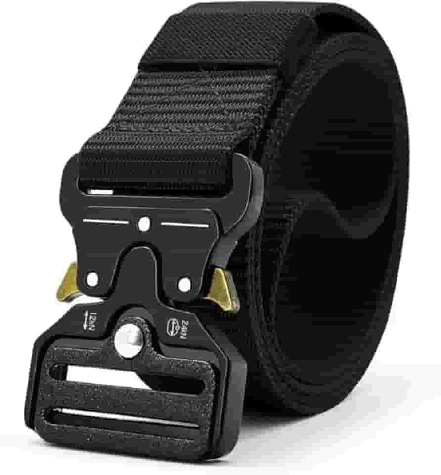 Cinto Tático Ultra Resistente Ajustável com Fivela de Fivela de Engate Rápido – Ideal para Atividades ao Ar Livre, Aventura, Pesca, Caminhada, Camping, Trilha e Uso Diário Trabalho