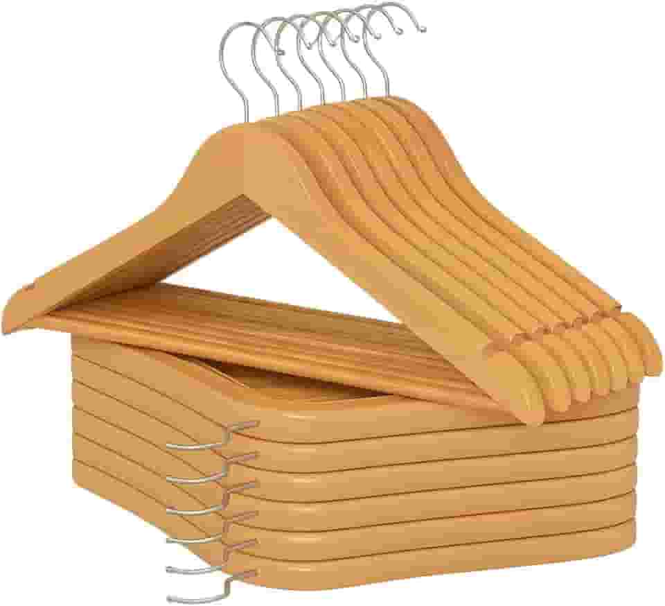 Kit 10 Cabides de Madeira Giratorio 360° Adulto Premium ParaRoupas, Calças, Camisas, Camisetas e Ternos Reforçado