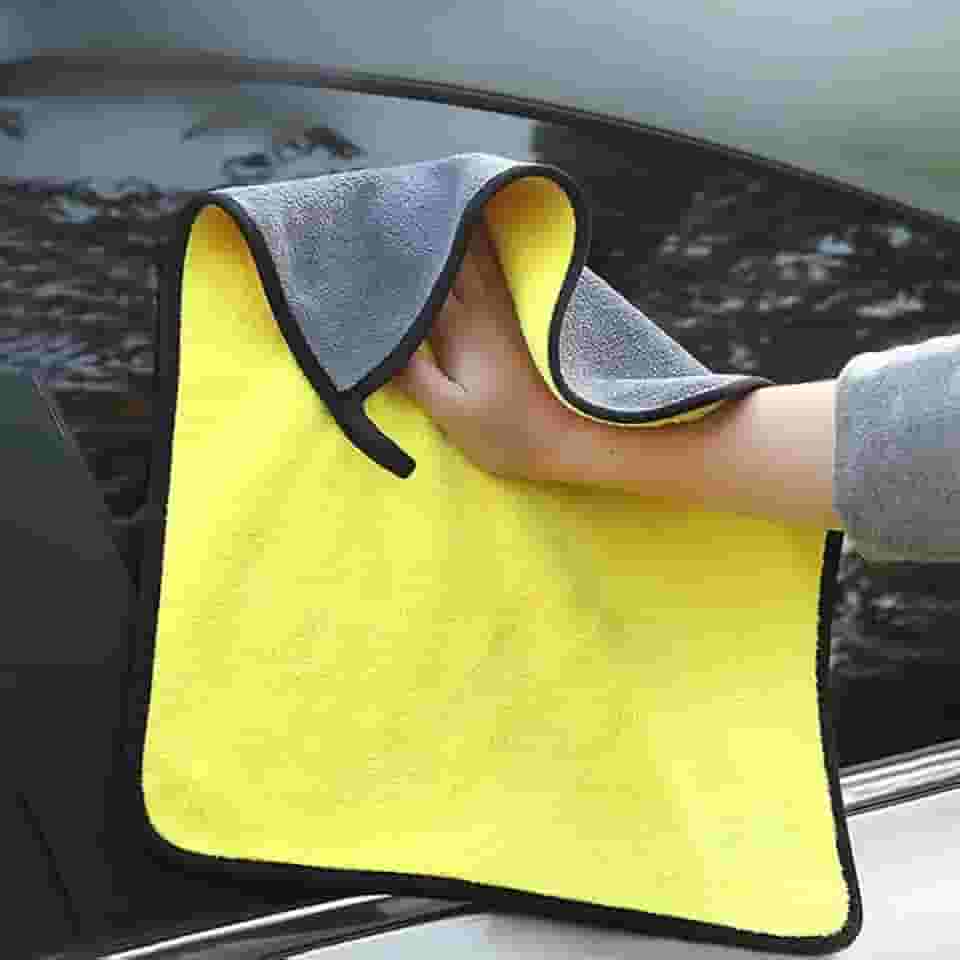 2 peças de pano de limpeza engrossado de microfibra toalhas de lavagem de carro dupla face macio de secagem rápida absorção de água pano de limpeza de janela 30 * 40 cm