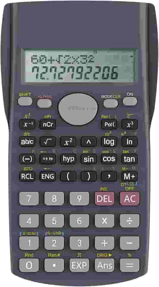 Helect Calculadora científica de engenharia de 2 linhas, adequada para escola e negócios (preto)