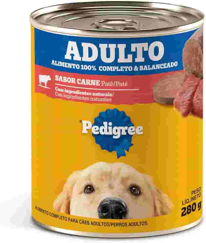 Pack de Ração Úmida Pedigree Lata Patê de Carne para Cães Adultos 280 g - 24 unidades