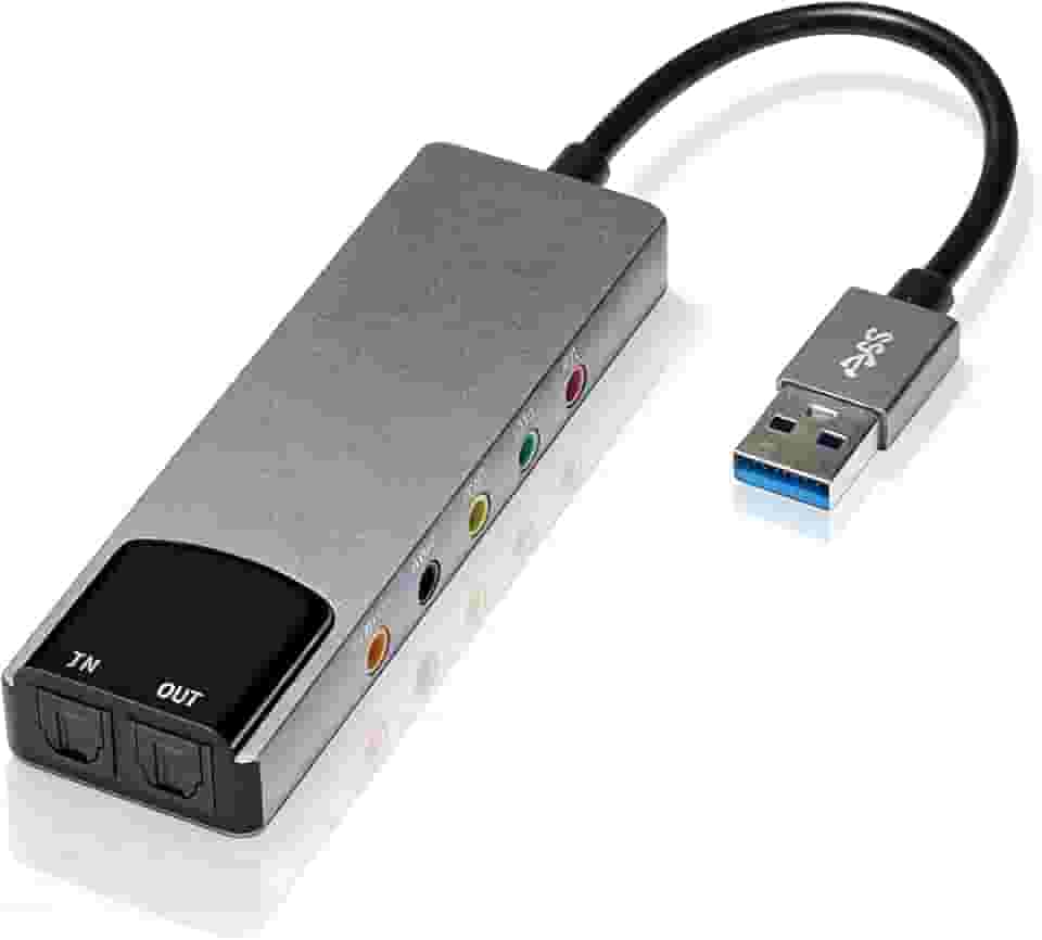Gugxiom Placa de som surround USB 7.1, placa de som externa 5.1 com áudio digital SPDIF, para laptop e PC