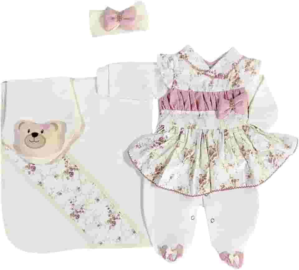 Saida Maternidade Menina Charlote 05 Peças Roupas de Bebê
