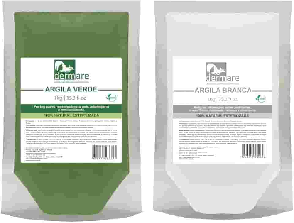 Kit Argila Branca E Argila Verde 1kg Cada - Dermare