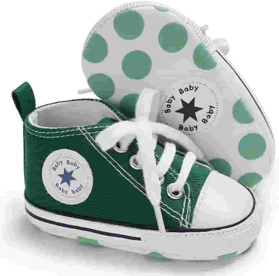 KKIIDDSS Unisex Baby Girls Boys Canvas High-top Shoes, Newborn Infant Anti-Slip Soft Sole Frist Walking Breathable Sneakers