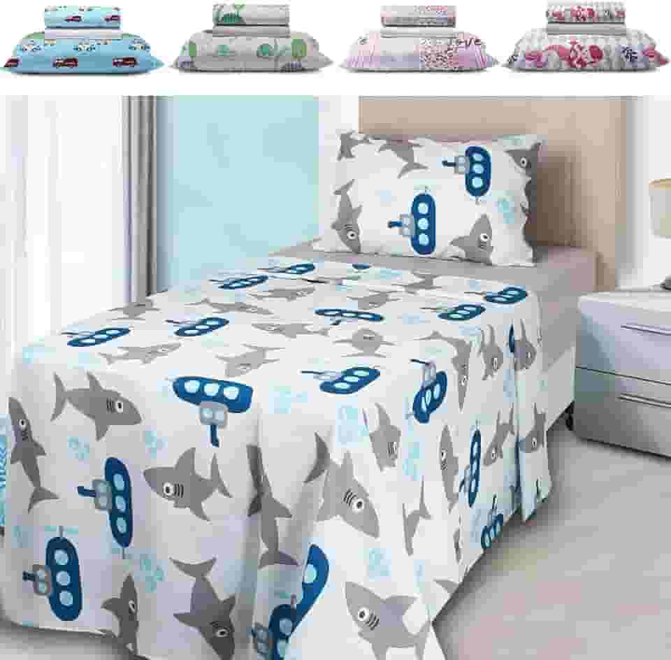 Jogo de Cama Solteiro Lençol Infantil 3 Peças Estampado - BF Colchões