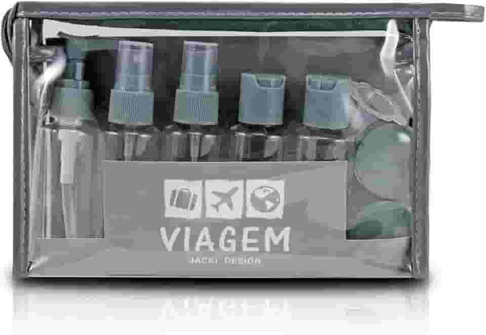 Kit de Frascos para Viagem 10 peças Jacki Design Cinza