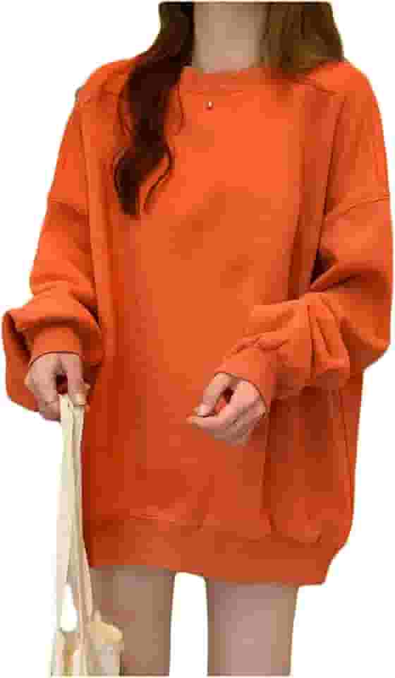 Moletom feminino cor sólida gola redonda blusa solta