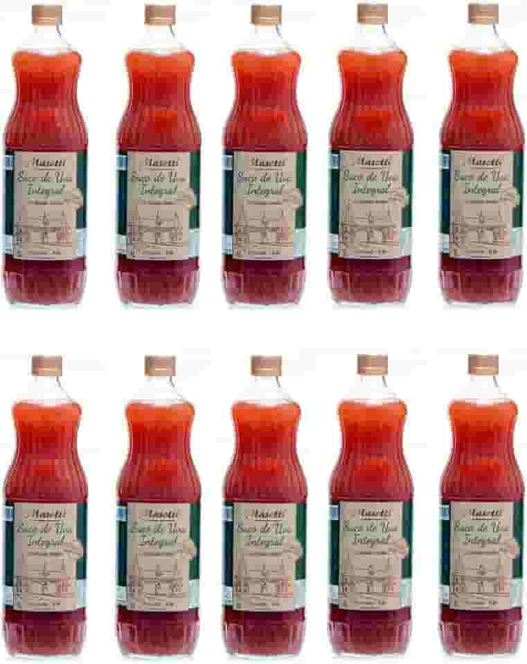 Suco Integral Uva Niágara Kit 10 Garrafas de 1 Litro Vinícola Masotti