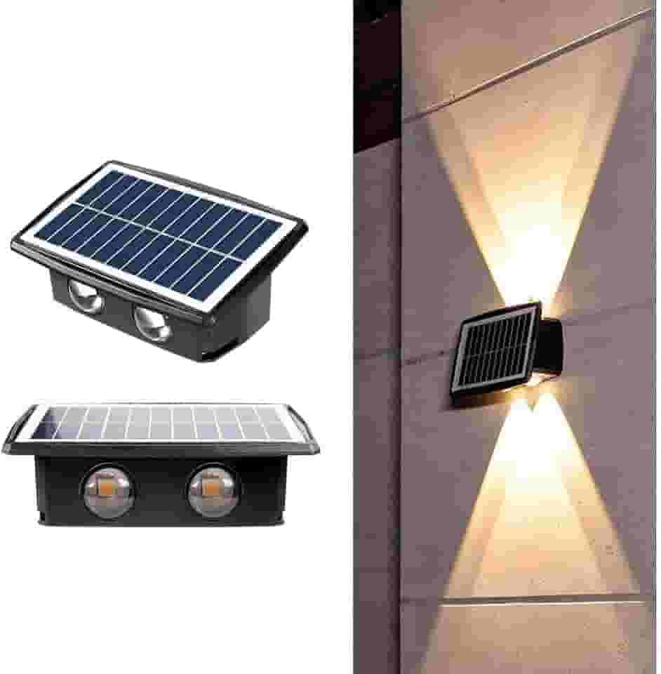 Arandela Lanterna Solar de 4 Fachos Luminária Parede Externa Com Sensor de Presença e fotocelula para parede área externa a prova dágua linear - Goldensky