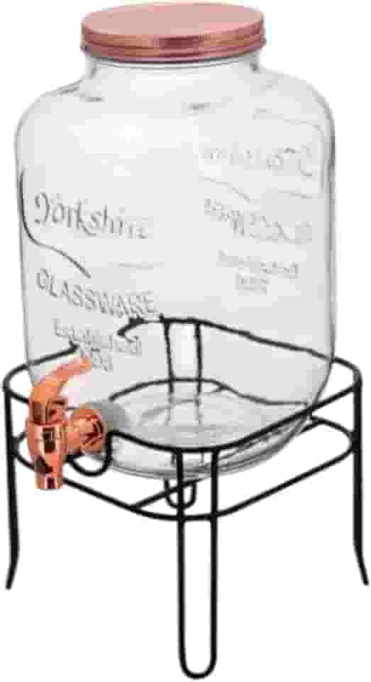 Refresqueira Suqueira de Vidro com Suporte, 5 Litros, Vidro e Metal