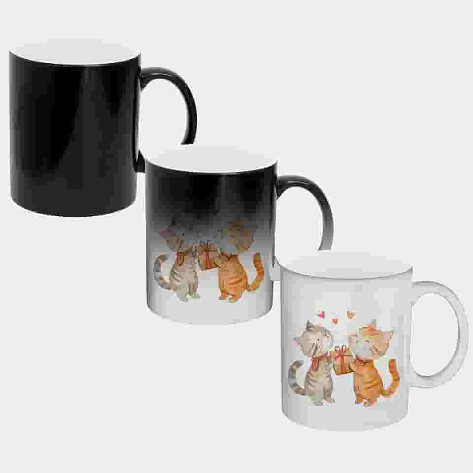 Caneca Magica Porcelana Muda de Cor - 325ml - GATINHOS PRESENTE AMIGO SECRETO 2