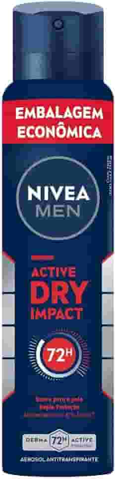 NIVEA MEN Desodorante Antitranspirante Aerossol Dry Impact 200ml - Alta proteção eficaz de 72 horas contra suor e mau odor, 2x mais ativos antitranspirantes e frescor o dia todo