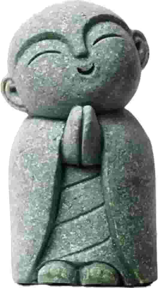 Estatuetas de Buda de Pedra de Buda | Decoração Feng Shui | Estátua de Jardim Japonês | Pequeno Buda para Riqueza, Boa Sorte e Paz | Decoração de Carro de Escritório em Casa (Monge Jizo)