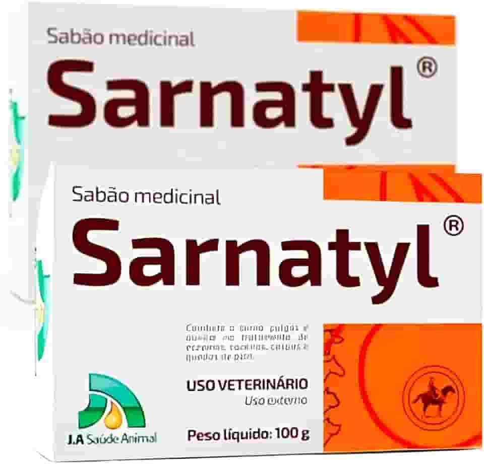Sarnatyl 2 Sabonetes Medicinal Contra Sarna Pulgas Coceiras Caspa 100g cada - Cães Gatos Equinos, Bovinos