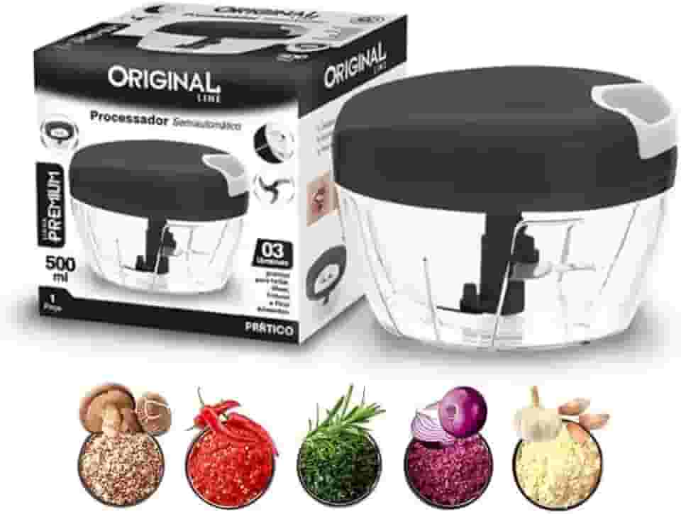 Processador Manual de Alimentos Premium, 500ml, Preto