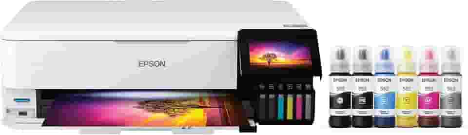 Epson Impressora Supertank Photo ET-8550 sem fio de formato amplo multifuncional com scanner, copiadora, Ethernet e tela sensível ao toque colorida de 4,3 polegadas