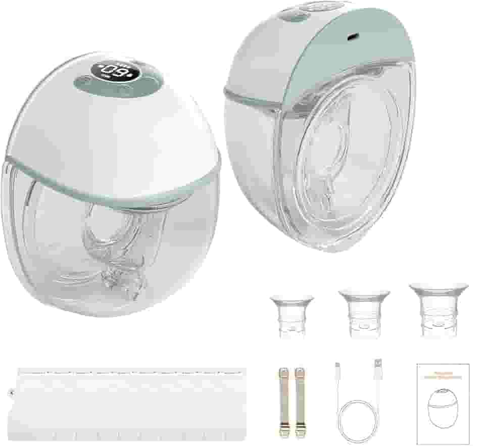 bomba de leite oculta sem as mãos(uma), Bomba de tirar leite elétrica vestível, 3 modos e 9 ajustes de marcha, design sem BPA e à prova de vazamentos, Quatro tamanhos de flange de 17 a 24 mm