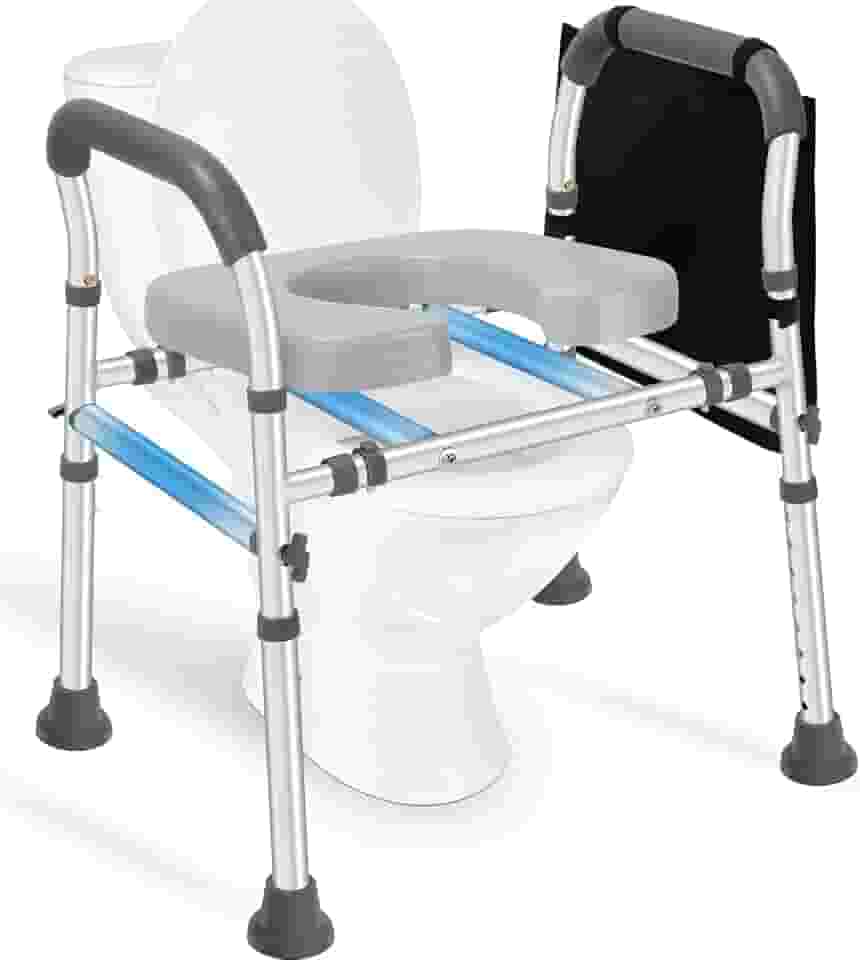 Elevadores de assento sanitário para idosos, 4 barras reforçadas assento de vaso sanitário elevado com alças, capacidade de 226 kg, elevação de assento de vaso sanitário com 8 alturas