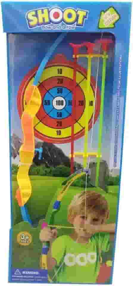 Arco e Flecha Infantil com Alvo, Brinquedo Educativo para Crianças Acima de 3 Anos, Conjunto com Suporte e Flechas Coloridas